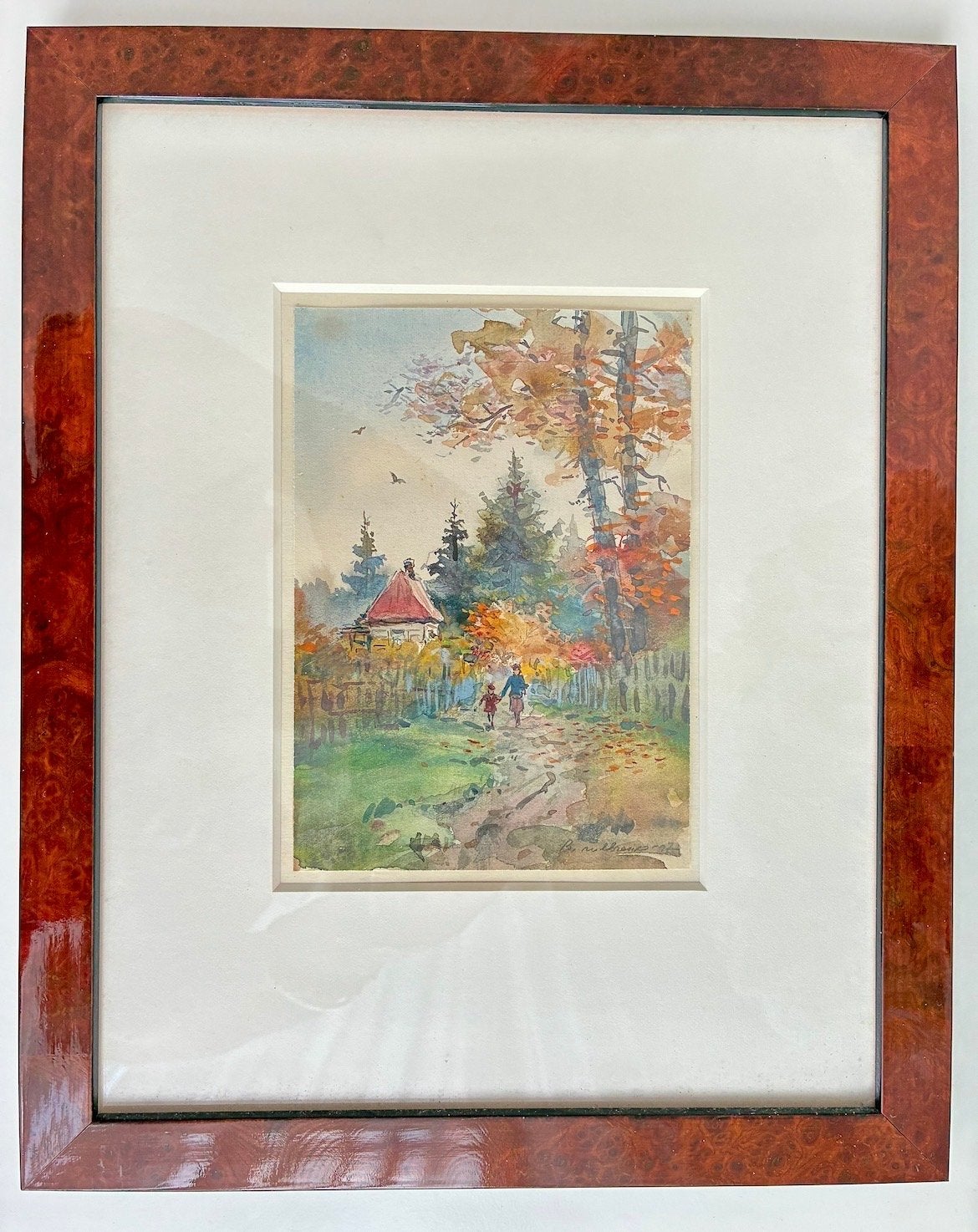 Sfeervol Herfsttafereel - Aquarel van V. Shevchenko, Impressionistisch, Ophalen of Verzenden, Landschap, Aquarel