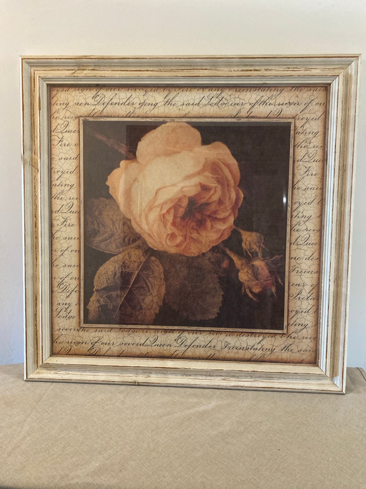 Schilderij roos 81x81 cm - Alleen ophalen, Antiek en Kunst, Kunst | Schilderijen | Klassiek, Bloemen, Ophalen of Verzenden, Klassiek