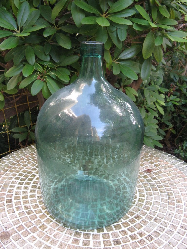 Grote flesvaas groen glas, Ophalen of Verzenden, Gebruikt, Groen, Glas