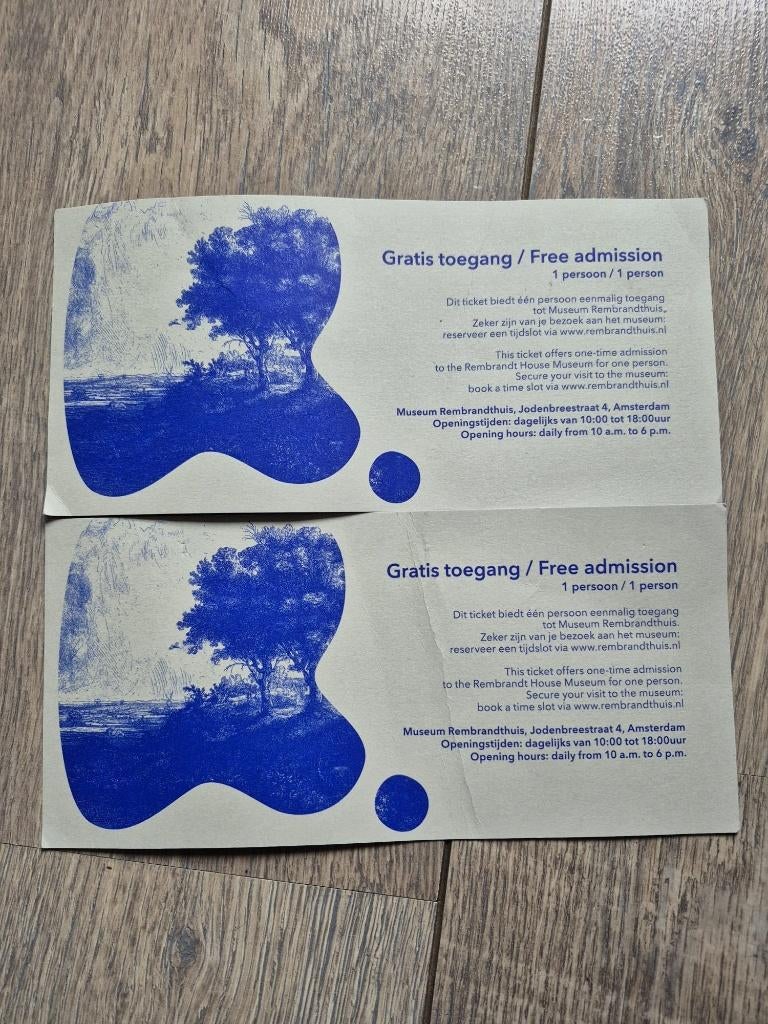2 Kaarten Museum Rembrandthuis, Tickets en Kaartjes, Twee personen