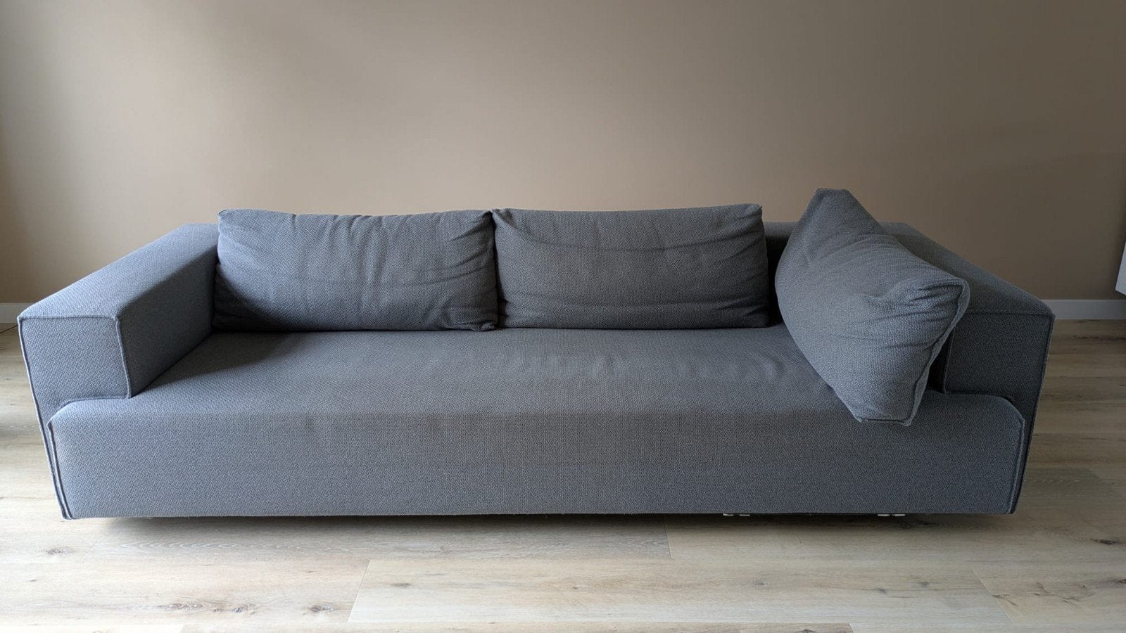 Grijze wollen bank van Eijerkamp - 257 cm breed, Ophalen, 250 tot 300 cm, Gebruikt, 100 tot 125 cm