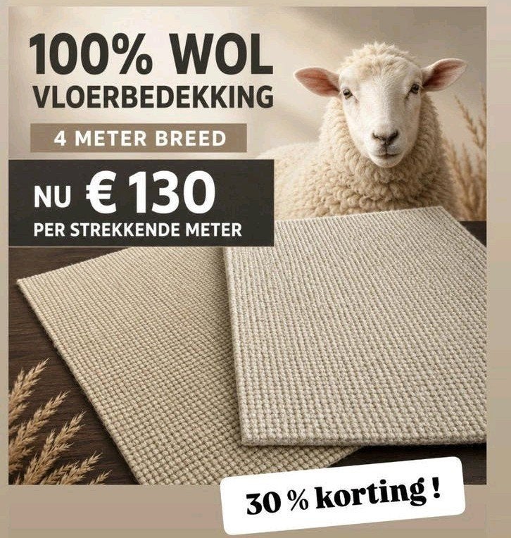 Opruiming wollen vloerbedekking. Alles moet weg, Huis en Inrichting, Ophalen, Nieuw, 75 m² of meer, Tapijt