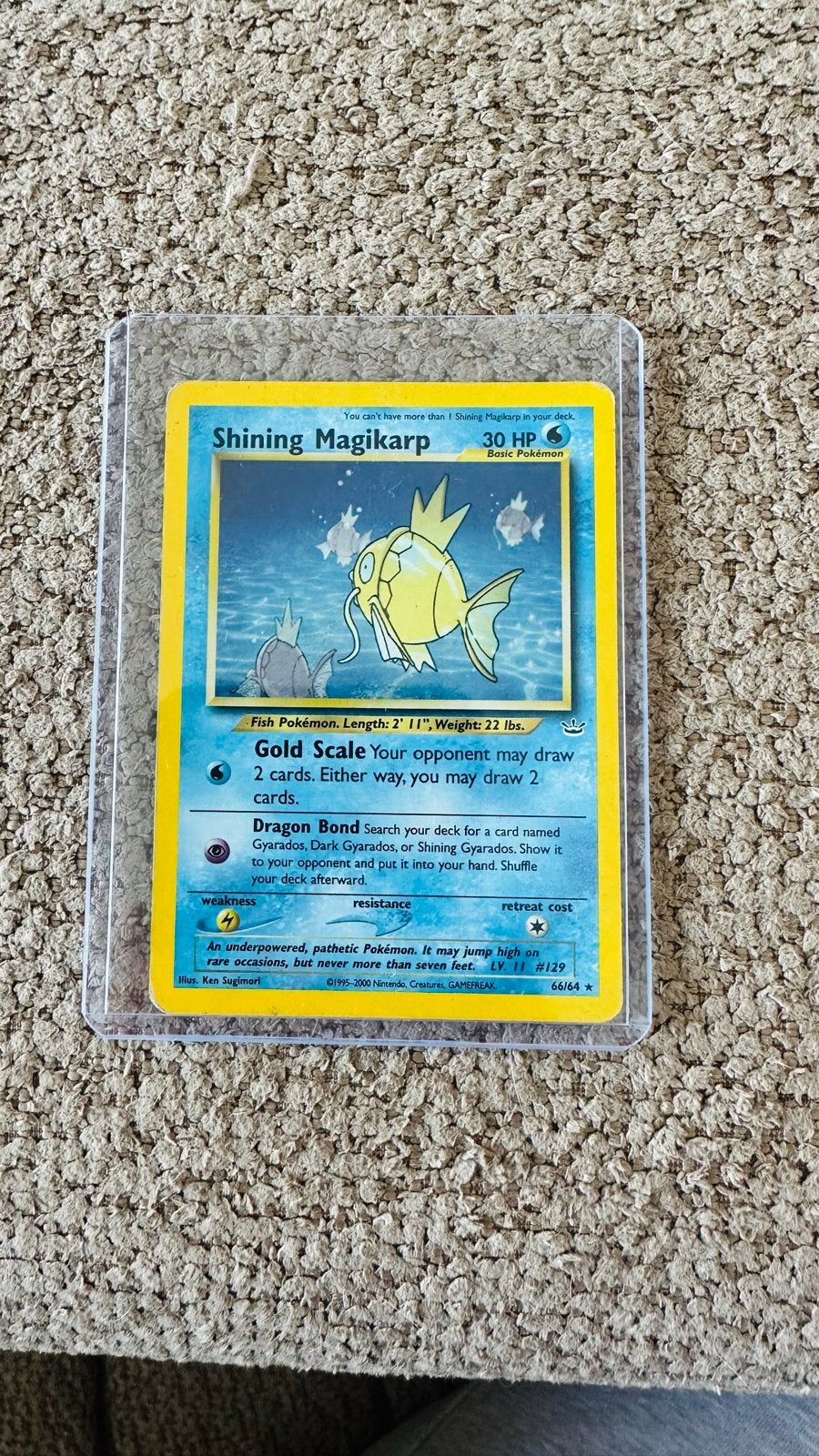 Pokemon Shining Magikarp 66/64 Neo Revelation, Ophalen of Verzenden, Zo goed als nieuw, Losse kaart, Foil