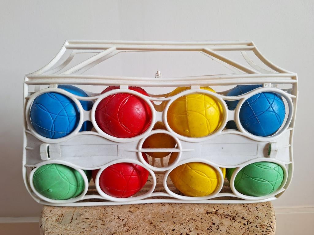 Vintage Jeu de Boules set in draagrek, Ophalen of Verzenden, Gebruikt