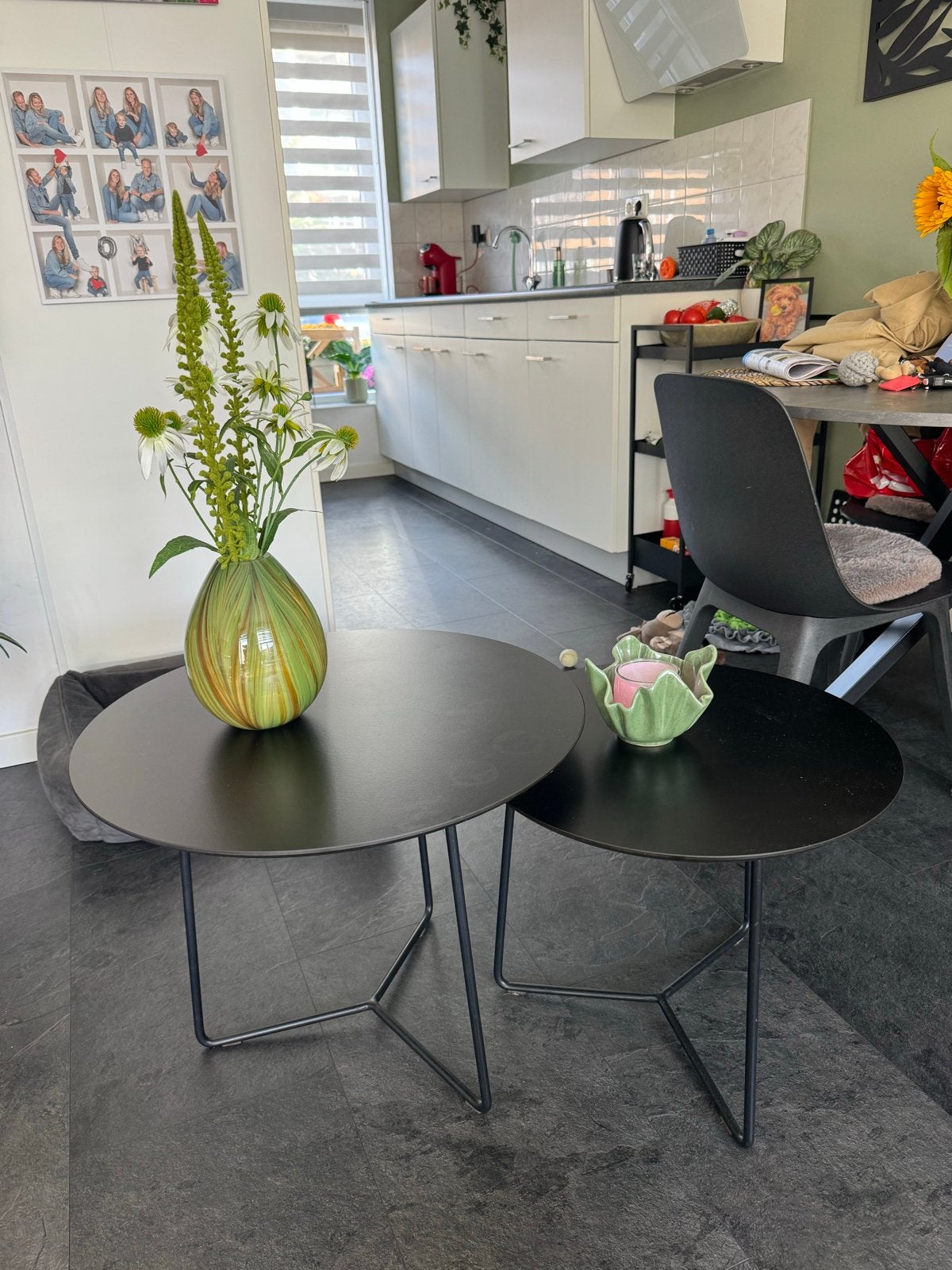 Set van 2 zwarte bijzettafels - Modern design, Ophalen, Minder dan 45 cm, Minder dan 55 cm, Metaal of Aluminium