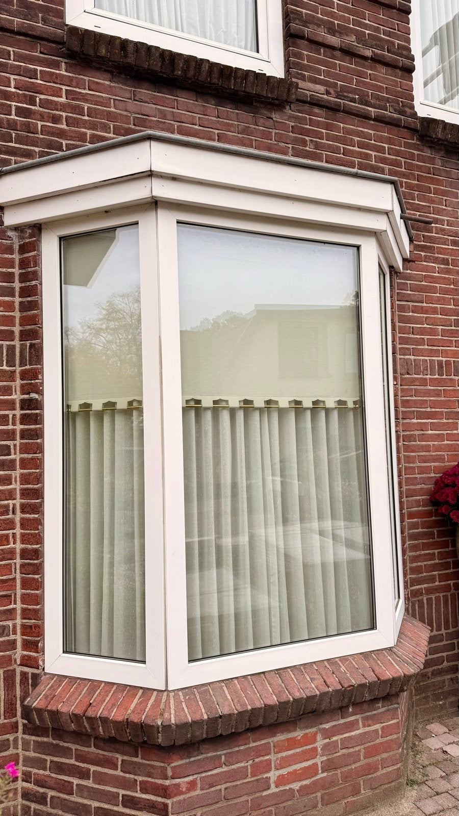 Gratis Kunststof kozijnen erker met dubbelglas, Ophalen, Gevelraam of Ruit, Gebruikt, 120 tot 160 cm
