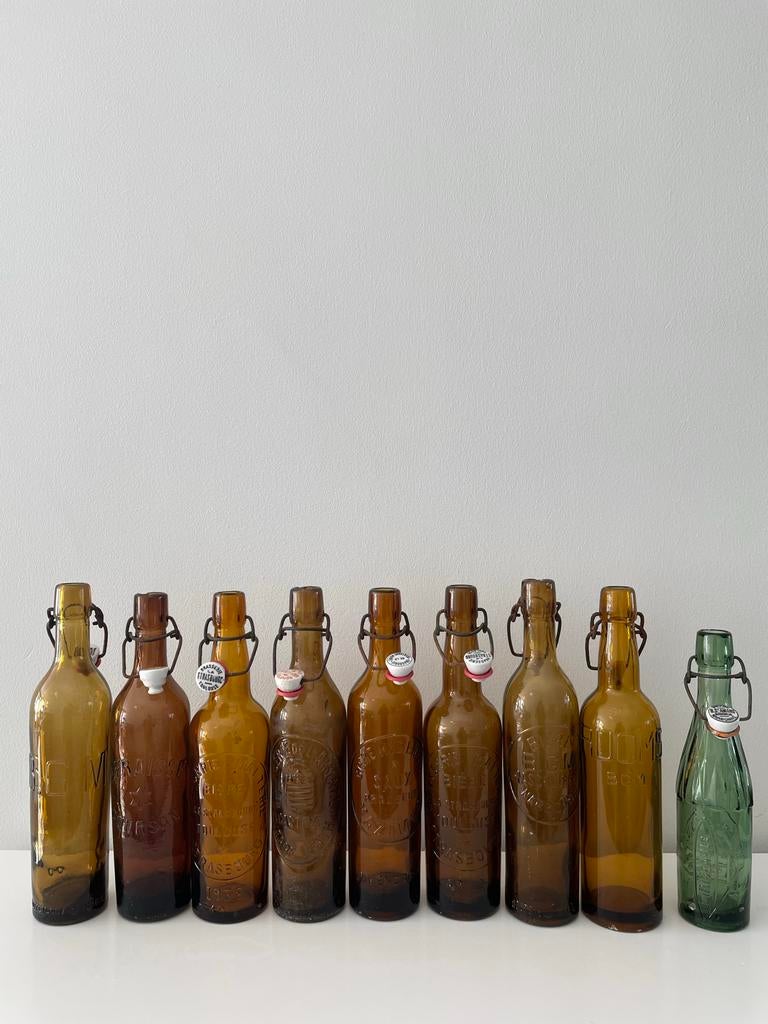 Oude bierflessen met beugelsluiting Brasserie Montplaisir, Ophalen, Gebruikt
