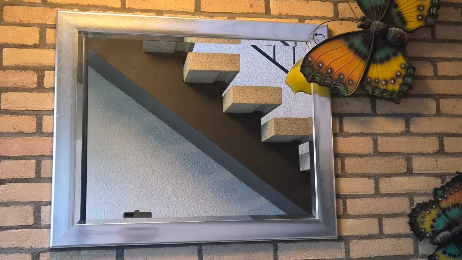 2 mooie spiegels met zilveren moderne lijst, 60x80 cm, Ophalen, Zo goed als nieuw, Rechthoekig, Minder dan 100 cm