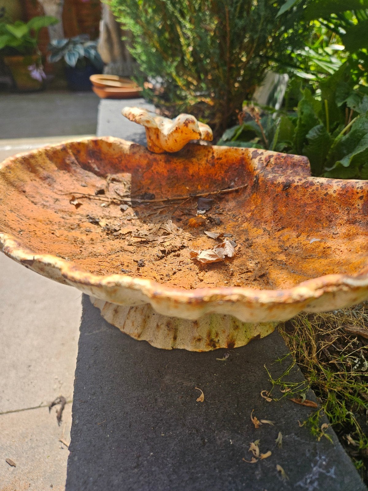 Decoratieve vogelbad schaal van gietijzer, Ophalen, Gebruikt