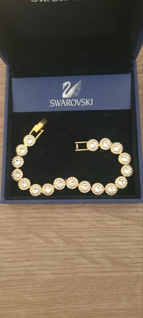 Swarovski Tennis Armband Goudkleurig met Kristallen, Sieraden, Tassen en Uiterlijk, Armbanden, Overige materialen, Zo goed als nieuw