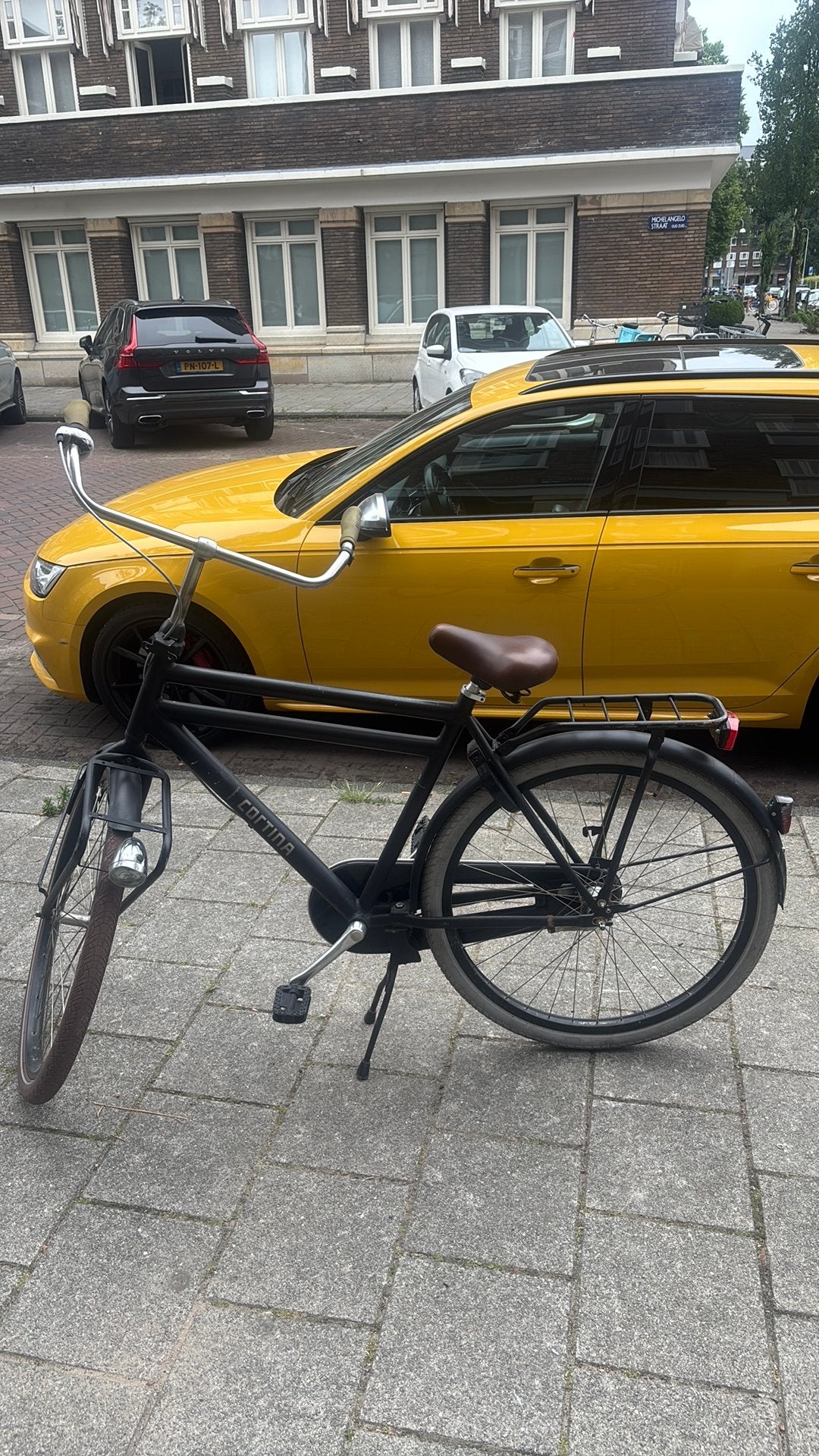 Cortina fiets+ hangslot, Terugtraprem, Gebruikt, Staal, Heren