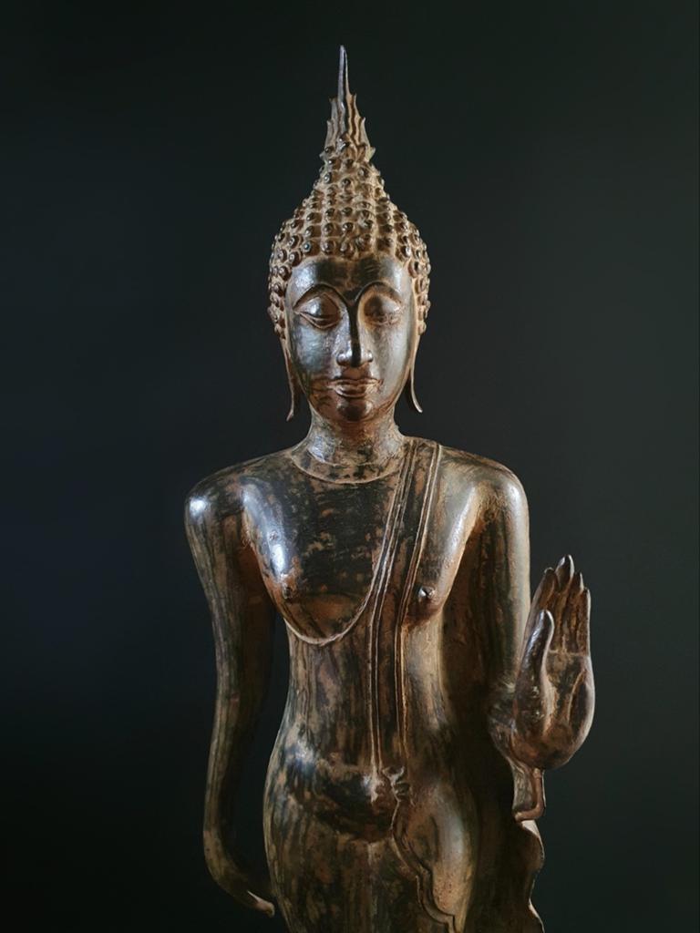 GROTE antieke Thaise bronzen Buddha 81cm Thailand boeddha, Antiek en Kunst, Ophalen of Verzenden