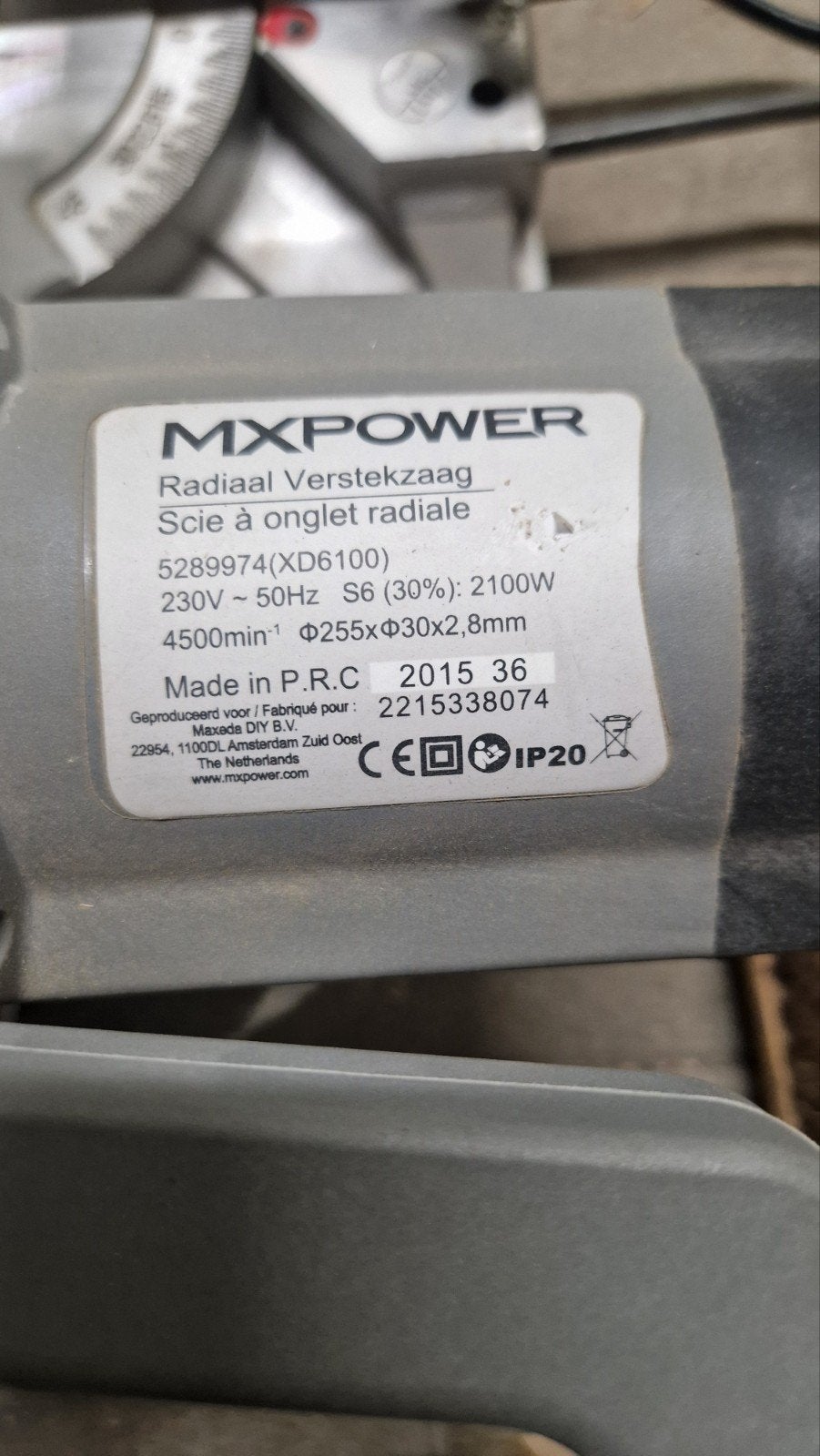 MXPOWER Radiaal Afkortzaag 2100W met Onderstel, Ophalen, Gebruikt, MXPOWER, Afkortzaag