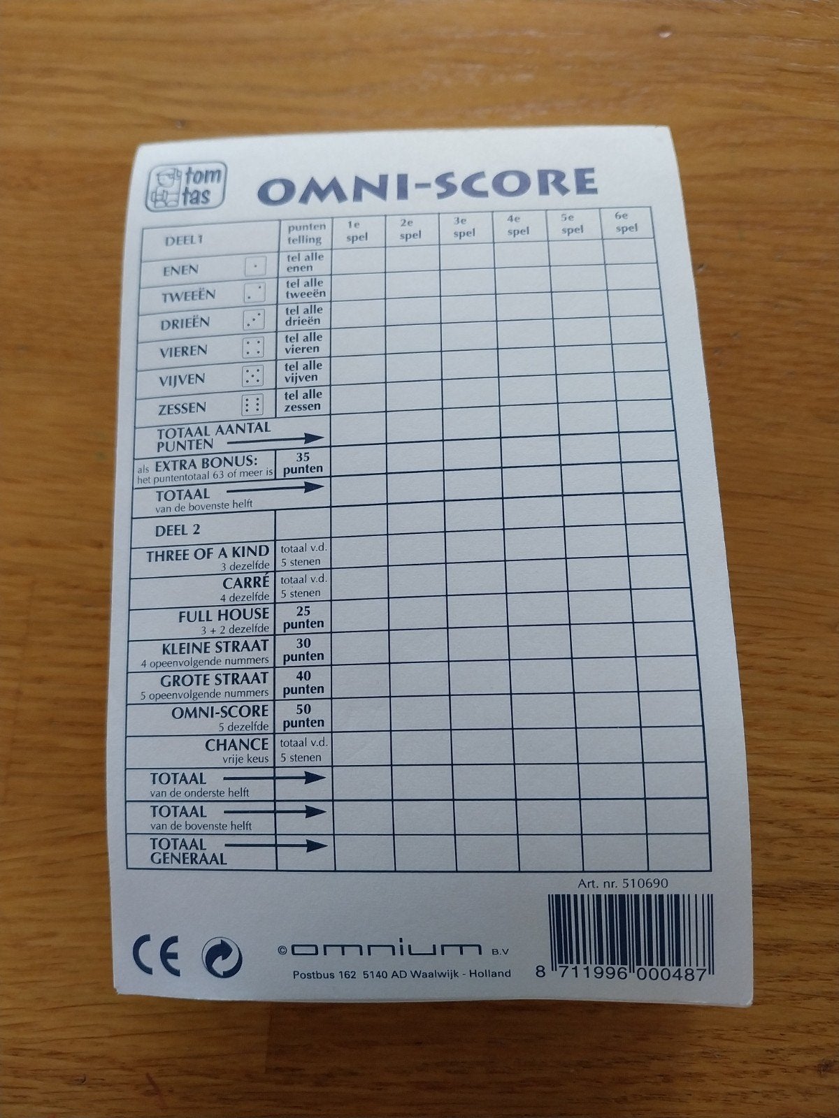Yathzee scoreblok, Vijf spelers of meer, Ophalen, Zo goed als nieuw