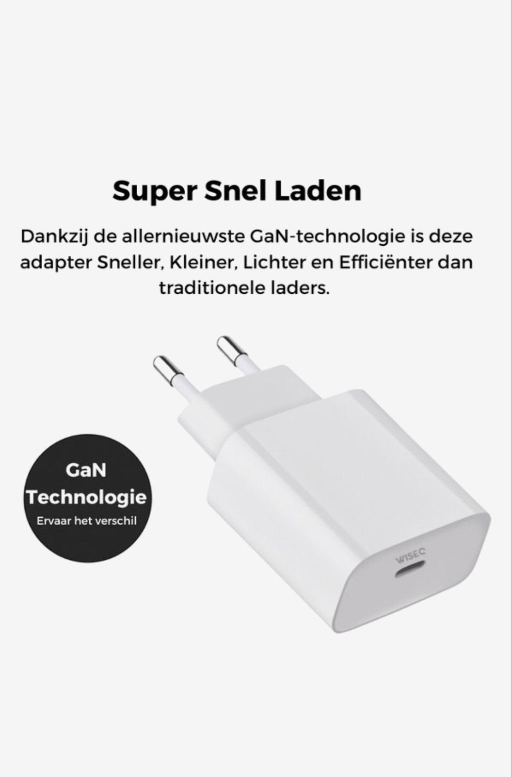 Foto 7 van 20W Snellader met USB-C Kabel - GaN Technologie