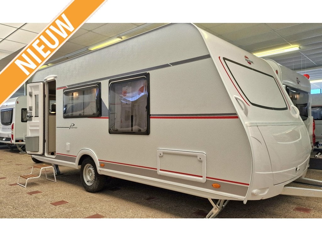 Bürstner Premio 470 TS met vrijstaand bed, Caravans en Kamperen, Caravans, Schokbreker, Bedrijf, Treinzit, Tot en met 3