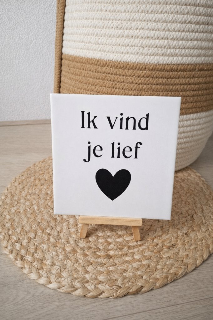 Tegel / tegeltje met tekst Ik vind je lief hart, Handgemaakt, 15 cm, Nieuw, 15 cm