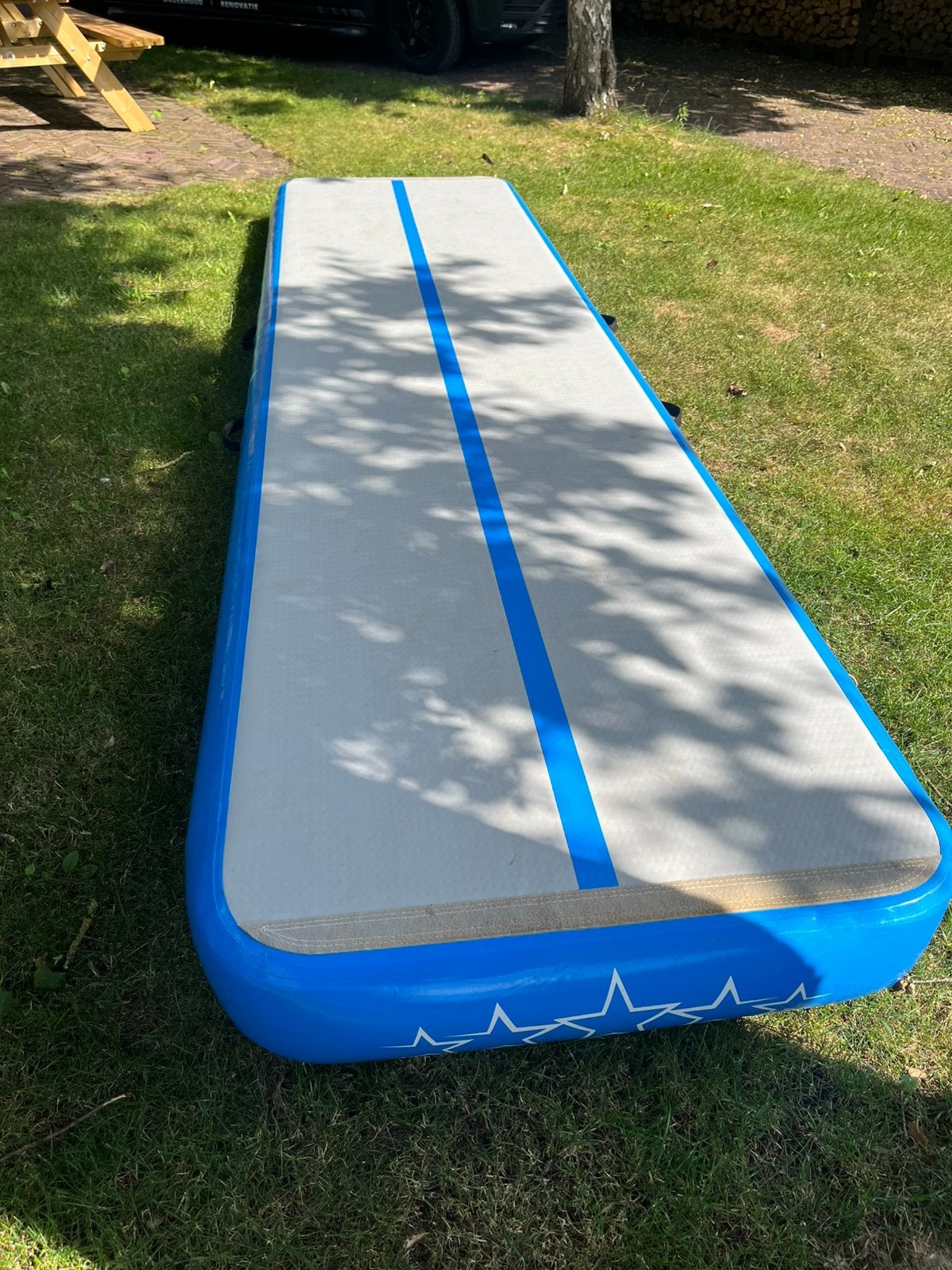 Airtrack - airostar - 4meter lang x 20cm dik, Kindermaat 122 t/m 140, Ophalen of Verzenden, Zo goed als nieuw, Materiaal