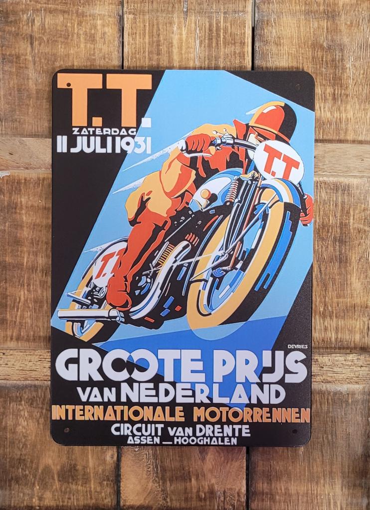 TT Race Assen 1931 motor reclamebord van metaal wandbord, Reclamebord, Info@deconoord.nl, Deco Noord, Nieuw