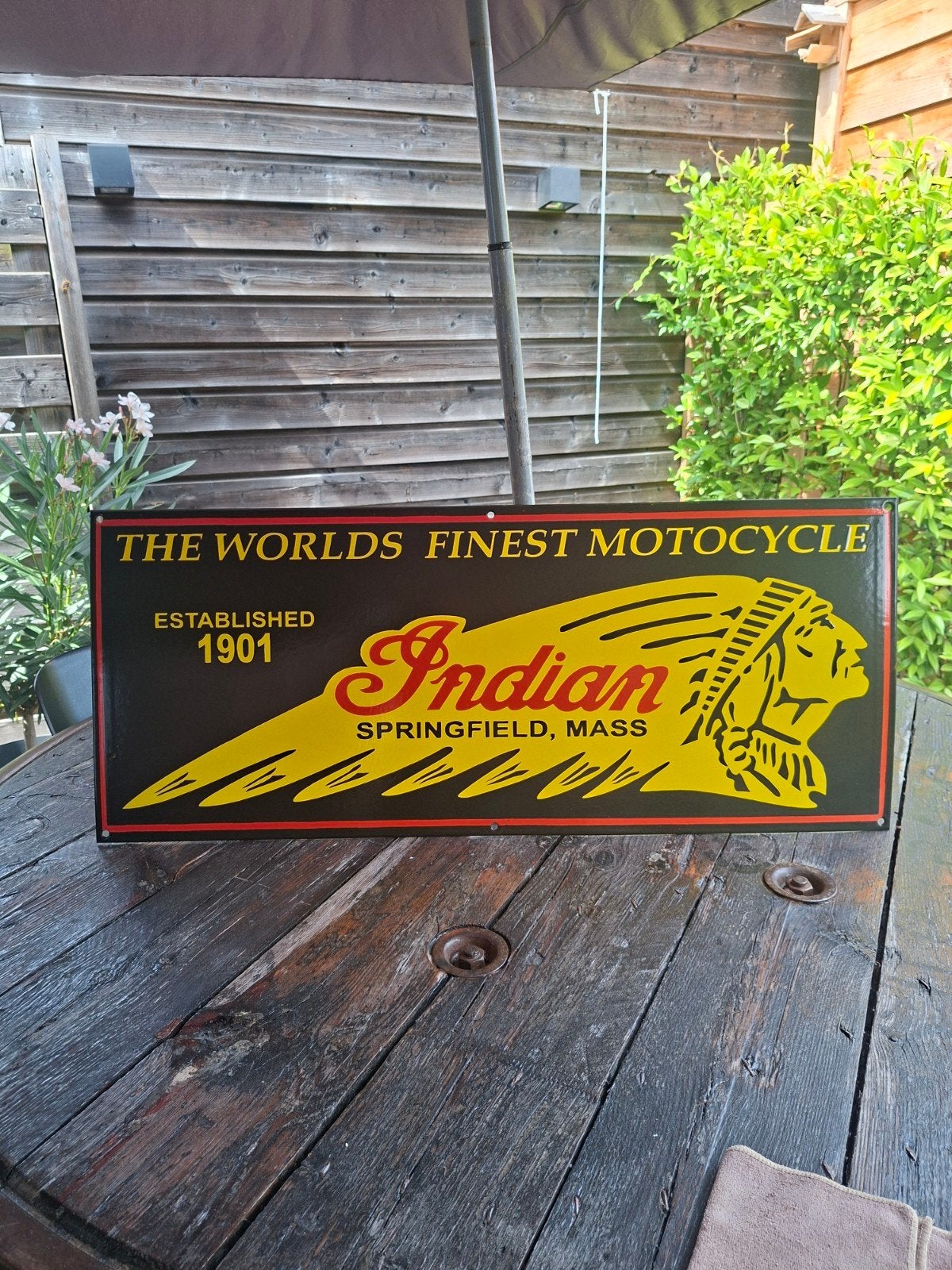 indian motorcycles emaille reclamebord, Verzamelen, Merken en Reclamevoorwerpen, Ophalen of Verzenden, Gebruikt, Reclamebord