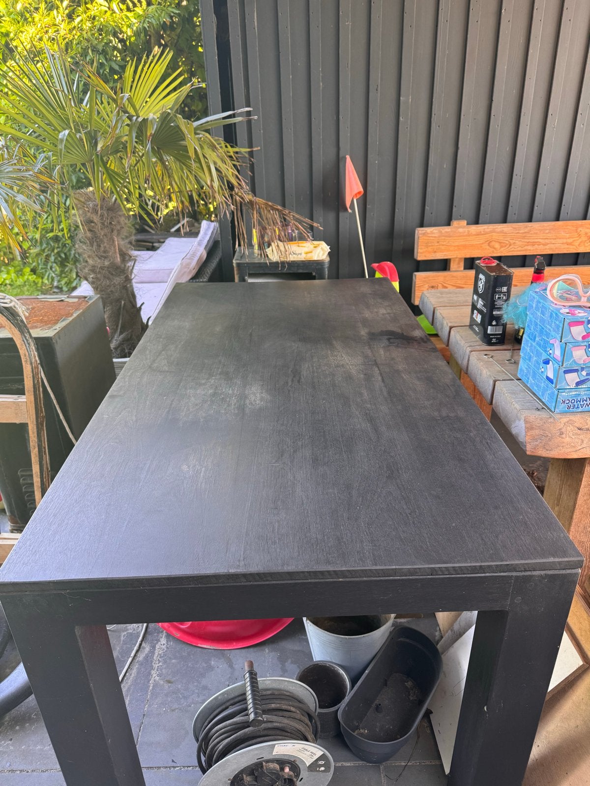Zwarte rechthoekige tafel, Ophalen, Overige materialen, Gebruikt, 100 tot 150 cm