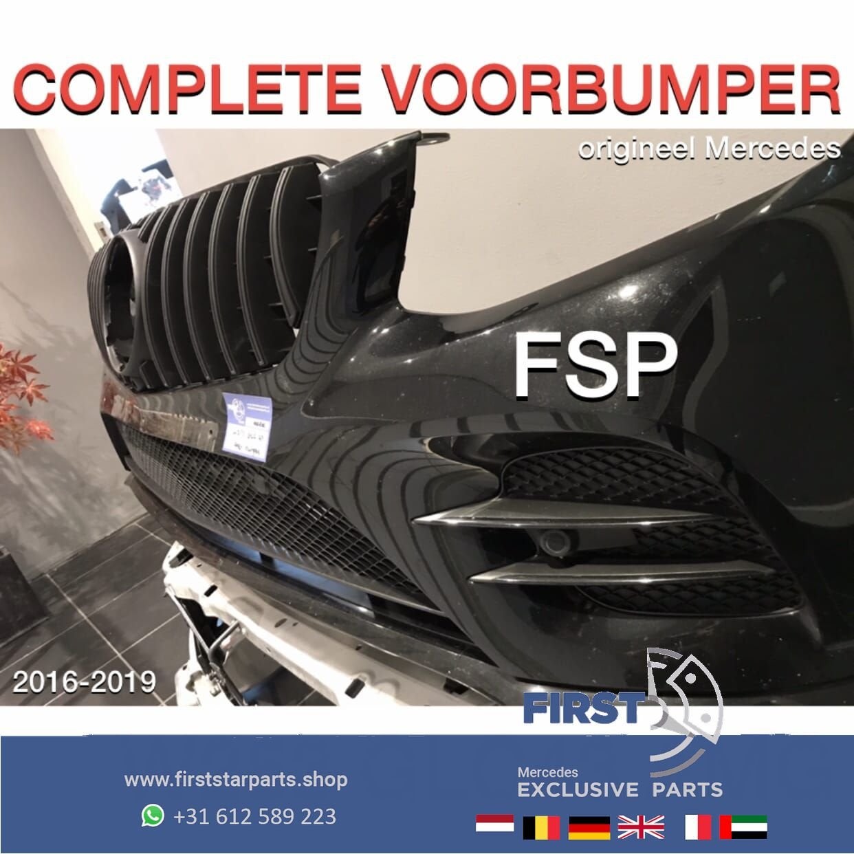 W253 GLC AMG VOORBUMPER + GT GRIL ZWART 2018-2021 ORIGINEEL, Gebruikt, -, Voor, Ophalen of Verzenden