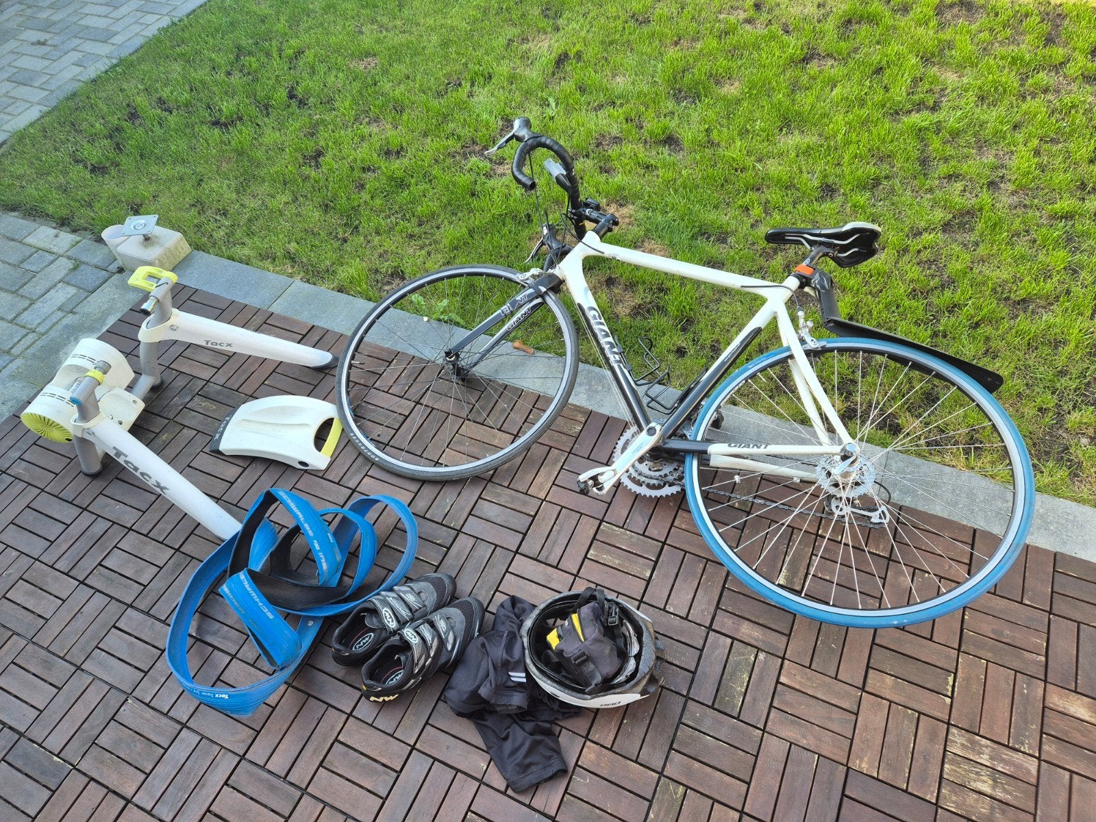Giant racefiets met Tacx trainer en accessoires, Ophalen, Gebruikt, Overige typen