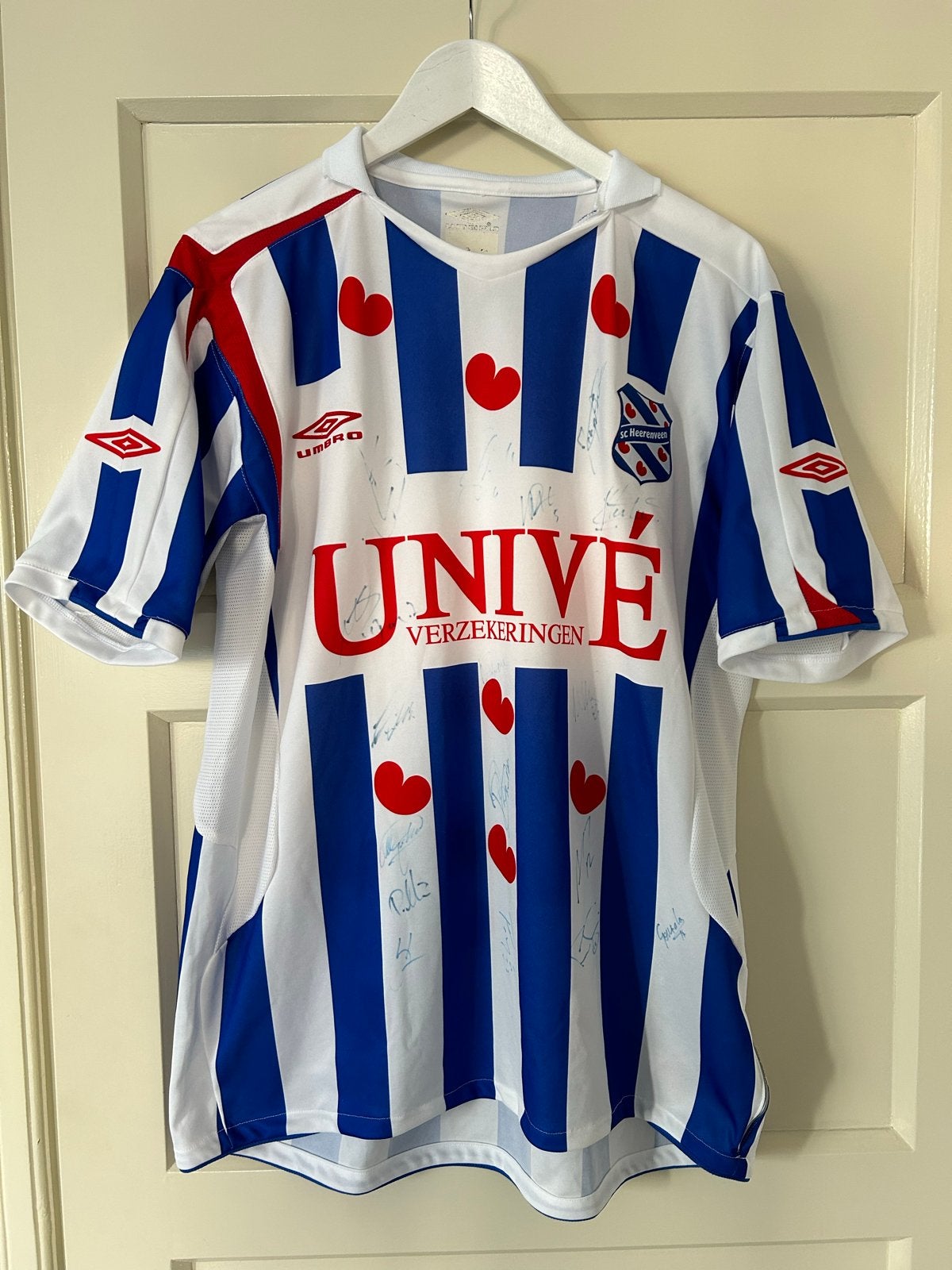 SC Heerenveen Thuistenue 2005-2006 XL met handtekeningen, Sport en Fitness, Maat XL, Verzenden, Zo goed als nieuw, Shirt