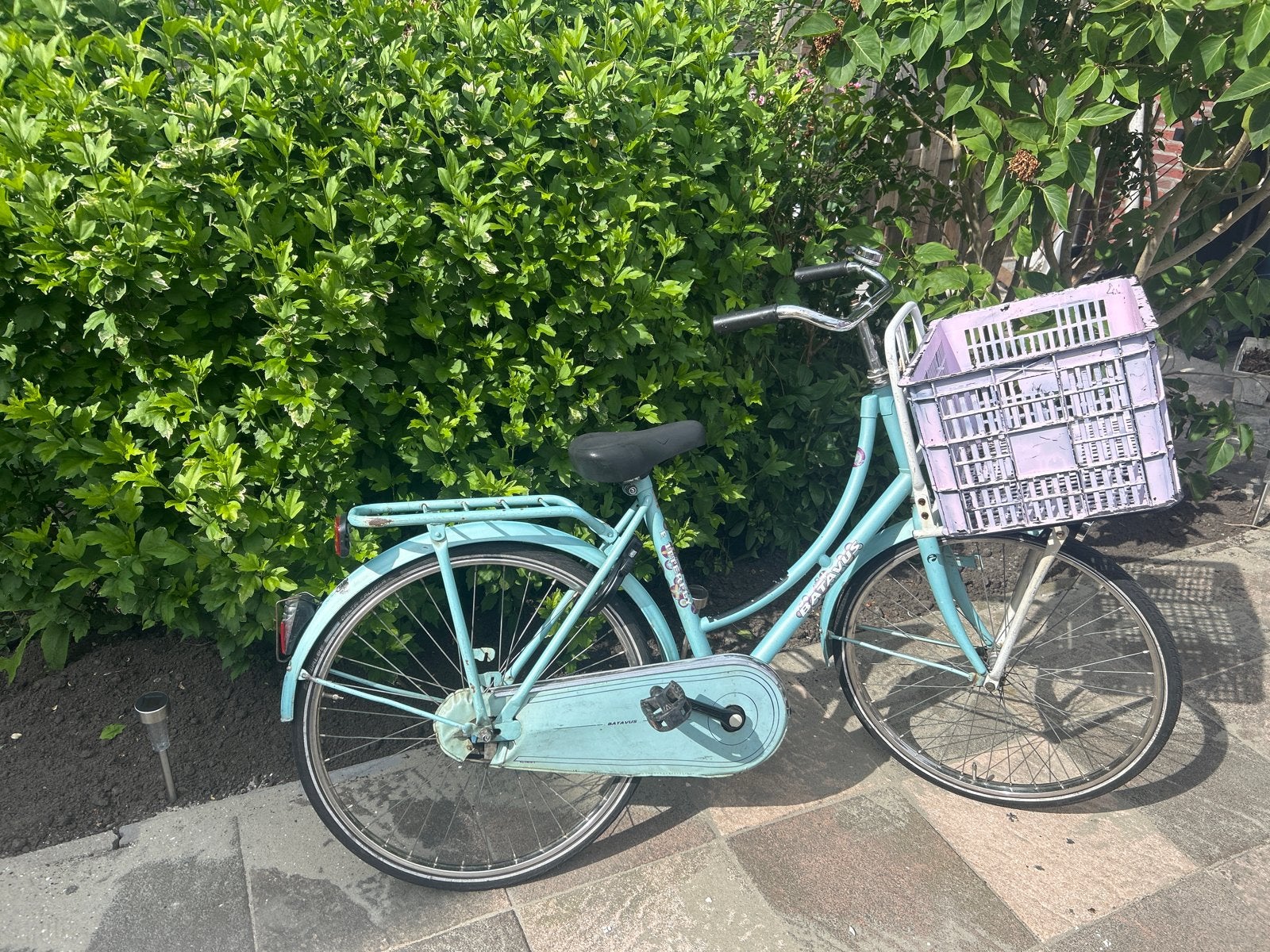 Meisjesfiets met krat, 24 inch, 7-10 jaar, Ophalen, Gebruikt, 24 inch