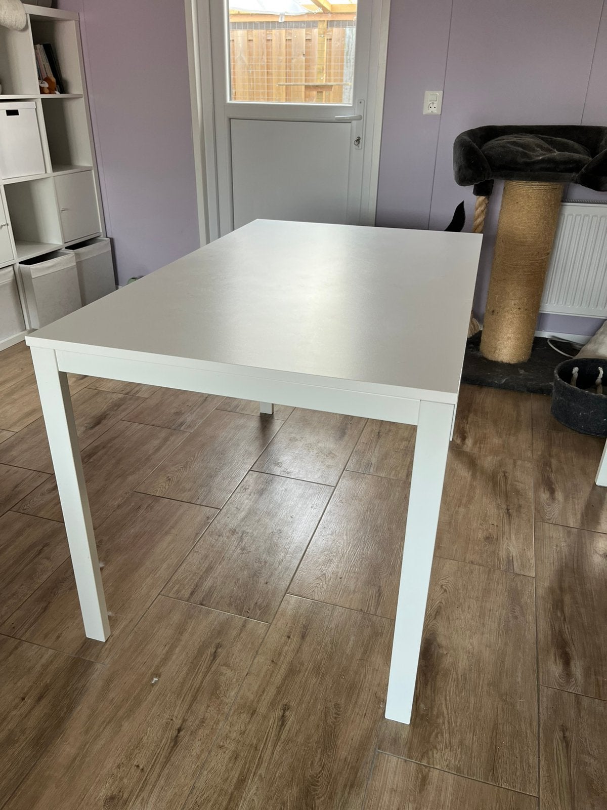 Uitschijfbare eettafel + stoelen, Ophalen, Zo goed als nieuw, Rechthoekig, 50 tot 100 cm