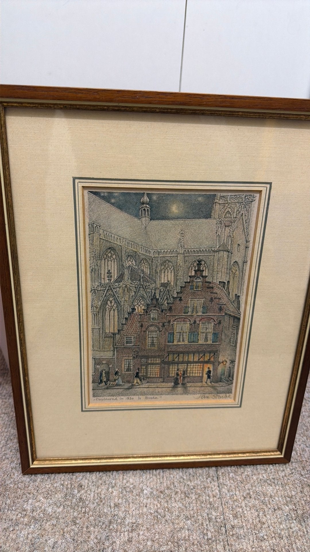 Kerstavond 1850 te breda Jan Stube tekening schilderij, Ophalen