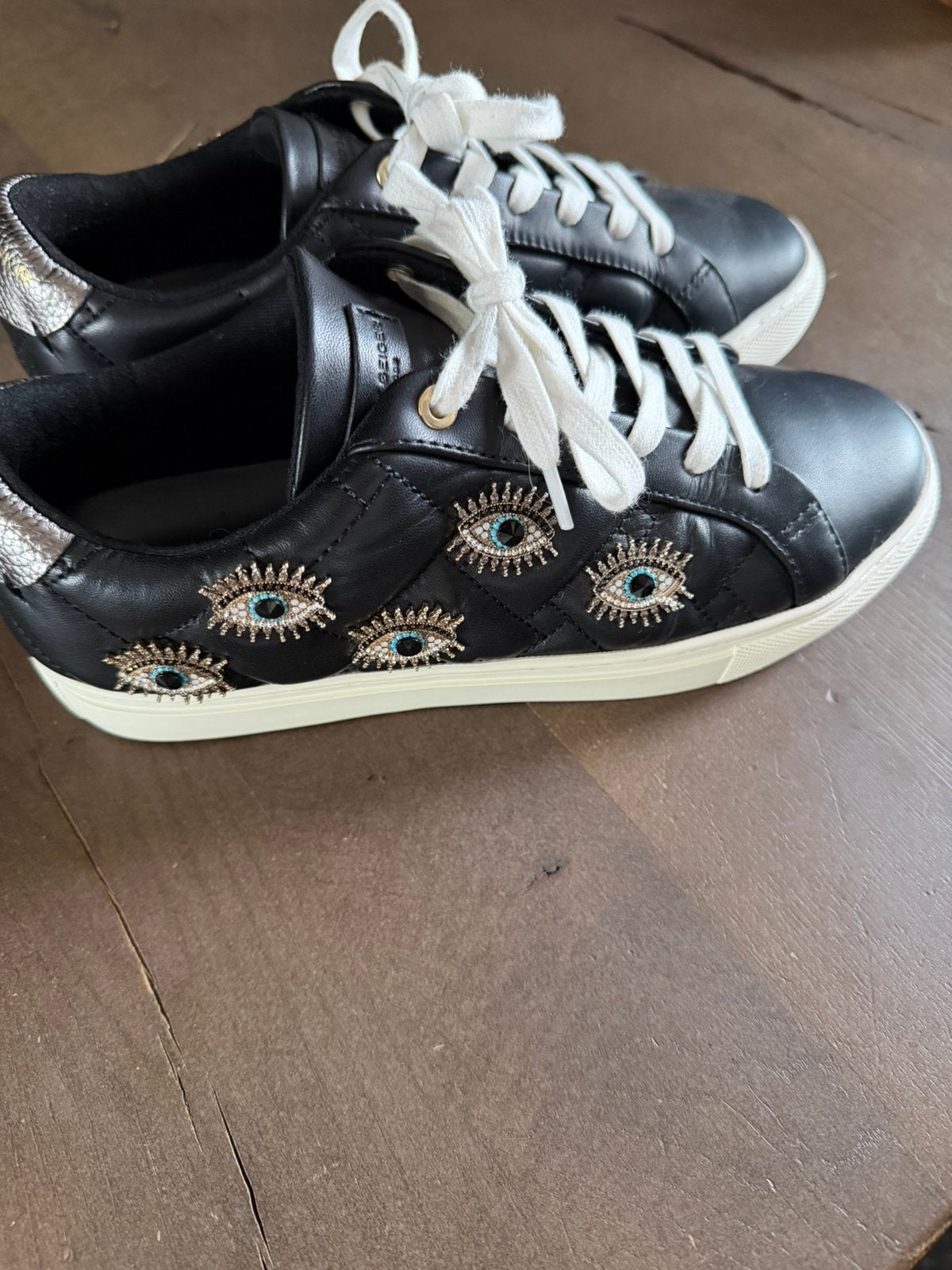 Schoenen merk kurt geiger maat 37 zwart leer, Kleding | Dames, Ophalen of Verzenden, Nieuw, Zwart, Sneakers of Gympen