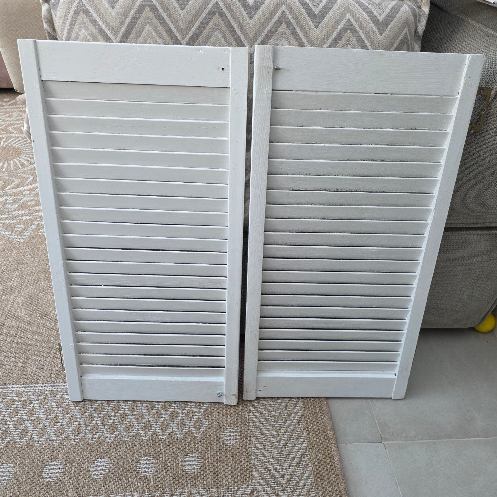 Set van 2 witte houten louvredeuren, Doe-het-zelf en Verbouw, Deuren en Horren, Ophalen, Gebruikt, Minder dan 80 cm, Binnendeur