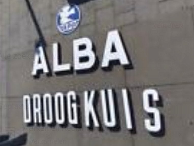 Vintage Alba Droogkuis letters en Depot bord, Ophalen