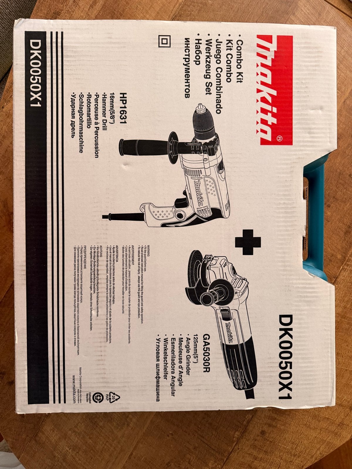Makita DK0050X1 Boorhamer (HP1631) & Haakse Slijper (GA5030R, 600 watt of meer, Boor- en/of Breekhamer, Nieuw, Ophalen of Verzenden