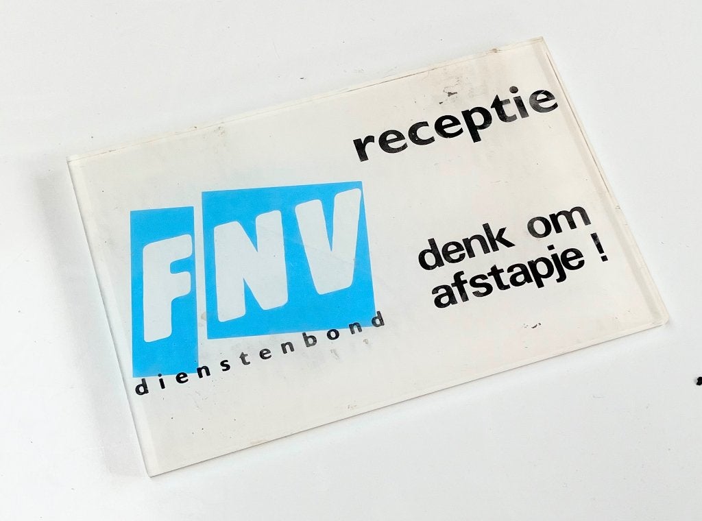 FNV - oud reclamebordje plexiglas, Ophalen of Verzenden