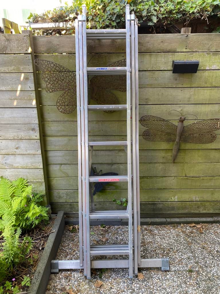 Multifunctionele ladder HYMER, 3 x 7 treden, Ophalen, Zo goed als nieuw, 4 meter of meer