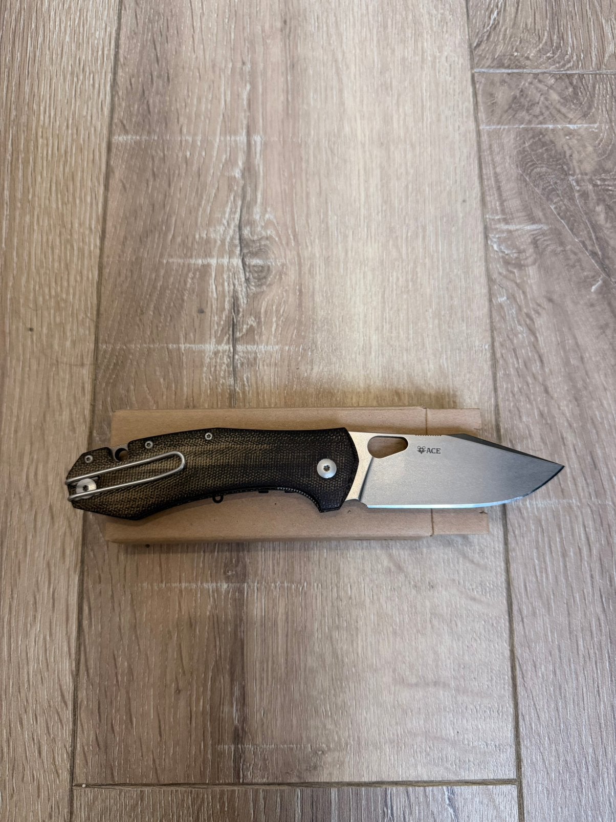 GiantMouse ACE Grand, Green Canvas Micarta, Caravans en Kamperen, Kampeergereedschap, Verzenden, Gebruikt