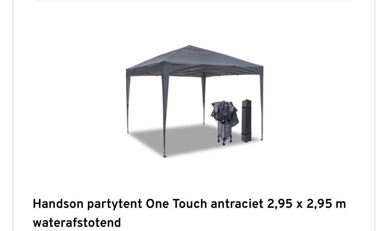 Partytent One Touch antraciet 2,95 x 2,95 m waterafstotend, Ophalen, Opvouwbaar, Partytent, Minder dan 4 meter
