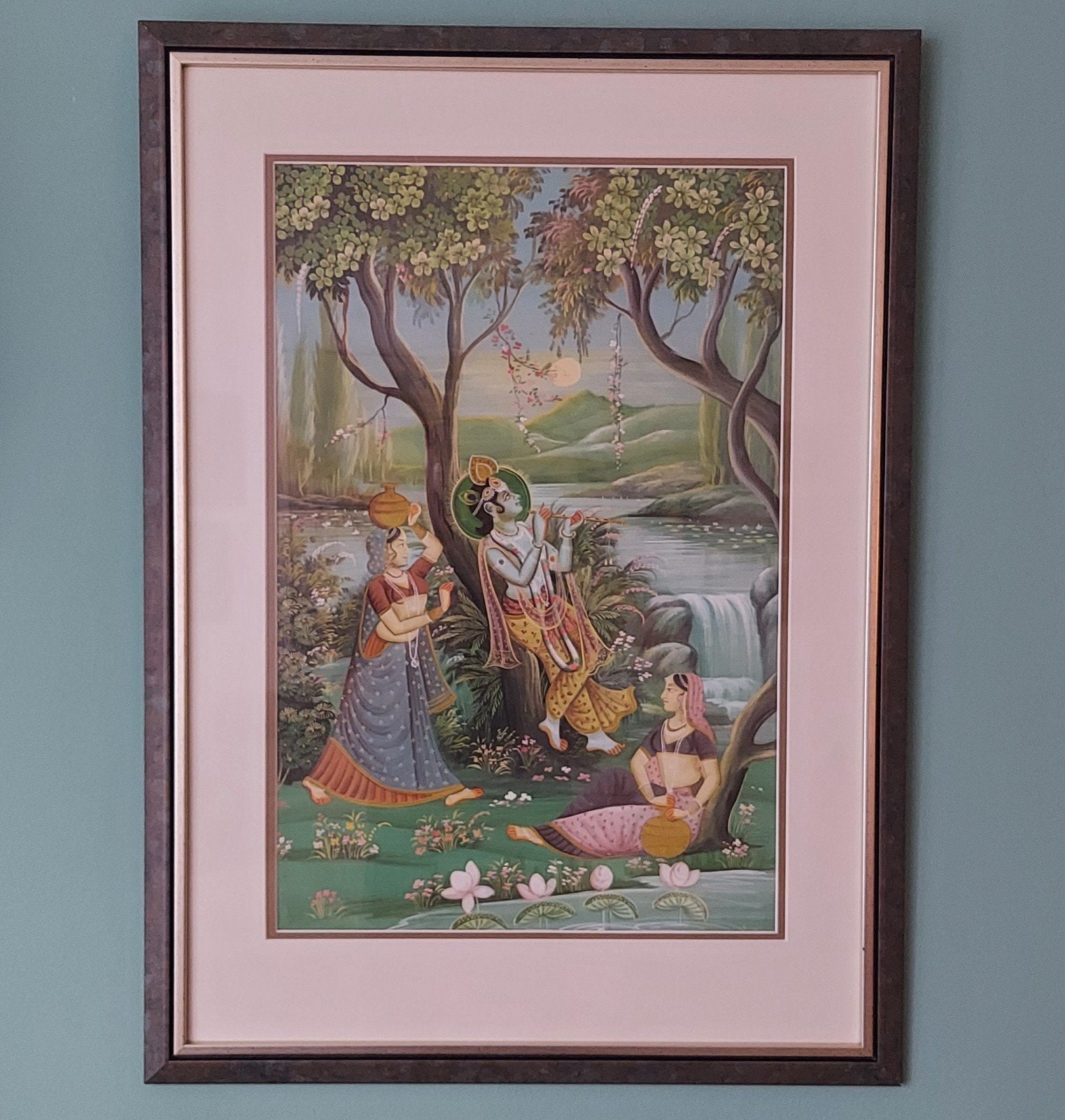 Pichwai Krishna Schilderij Indiase kunst handbeschilderd, Ophalen, Origineel werk, Overige onderwerpen, Papier