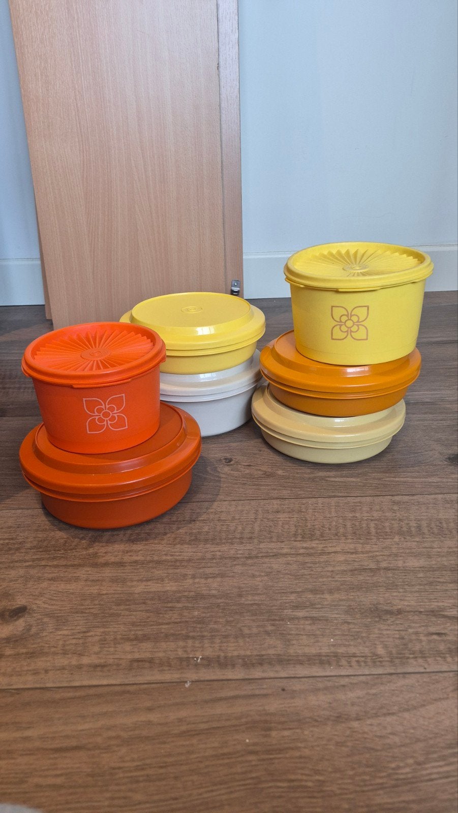 Tupperware bewaardozen en kommen set - diverse kleuren, Met deksel, Oranje, Ophalen of Verzenden, Zo goed als nieuw