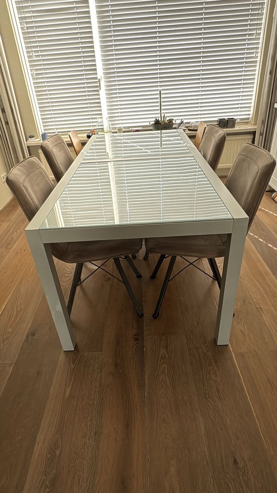 Eettafel 200x80 met glazen blad, Ophalen, Gebruikt, 50 tot 100 cm, Glas