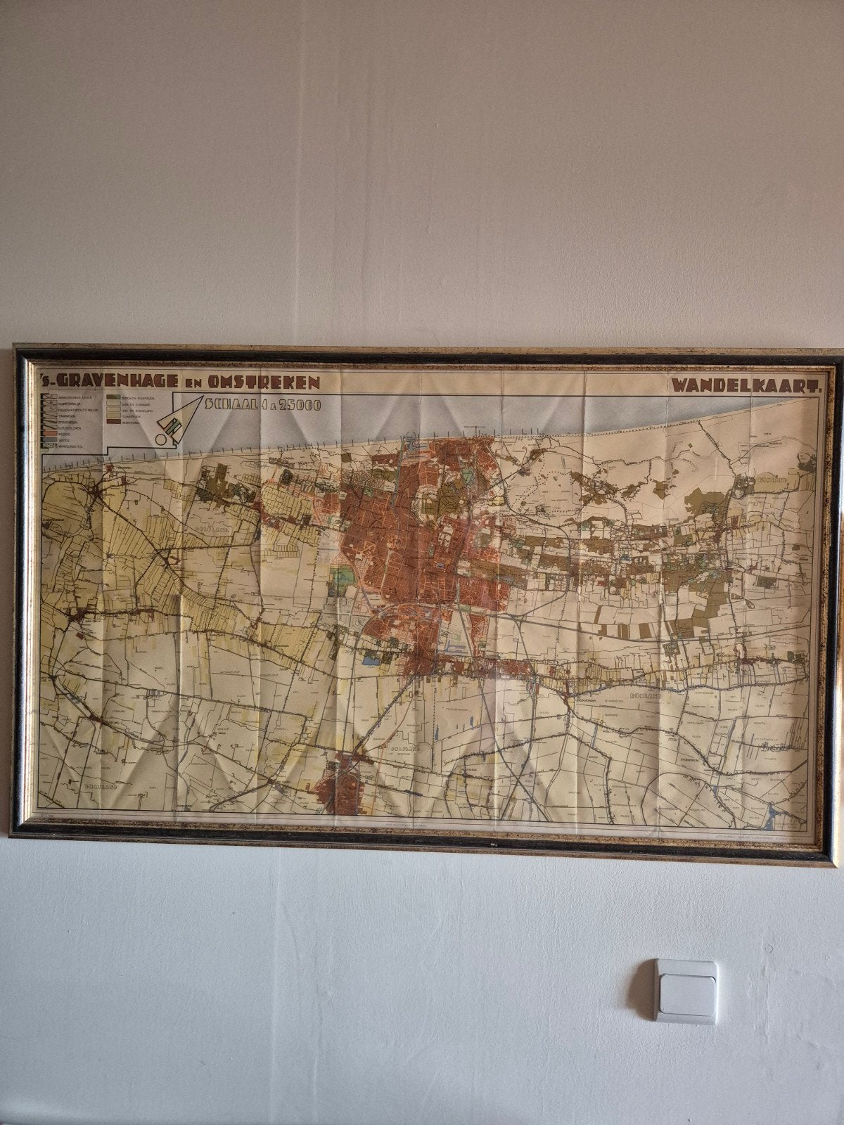 Oude wandelkaart van Den Haag e/o, Boeken, Atlassen en Landkaarten, Landkaart, 1800 tot 2000, Nederland, Ophalen
