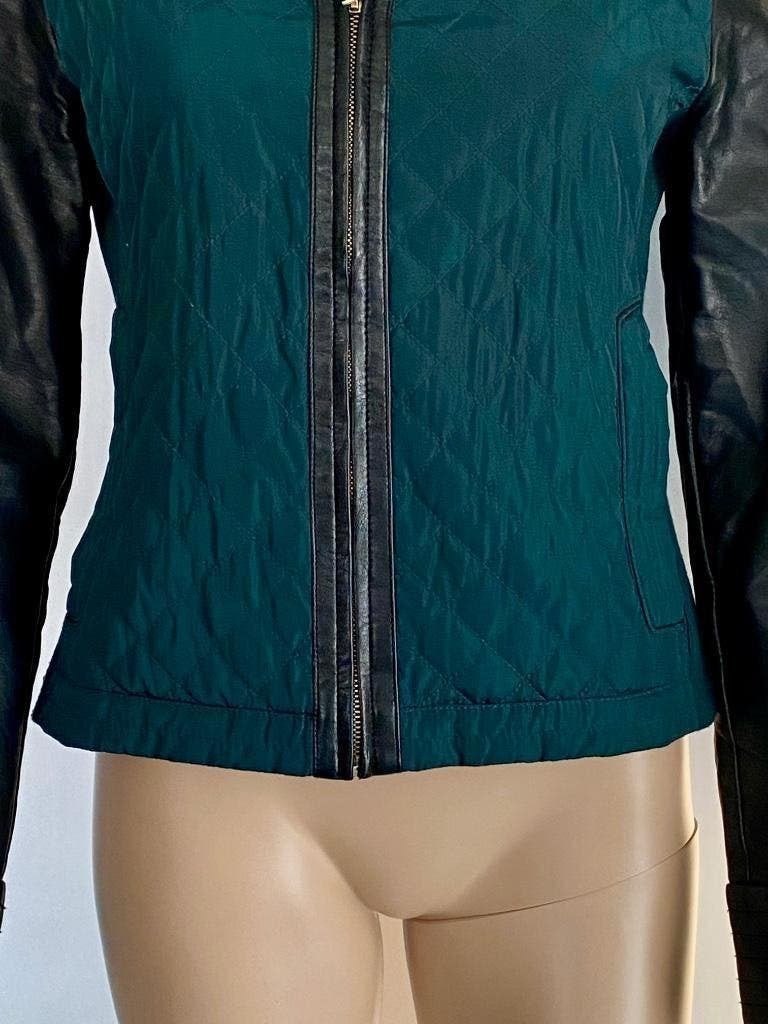G758 Manguun maat 40=M jasje blazer jack colbert groen/zwart, Kleding | Dames, Jasjes, Kostuums en Pakken, Maat 38/40 (M), Ophalen of Verzenden