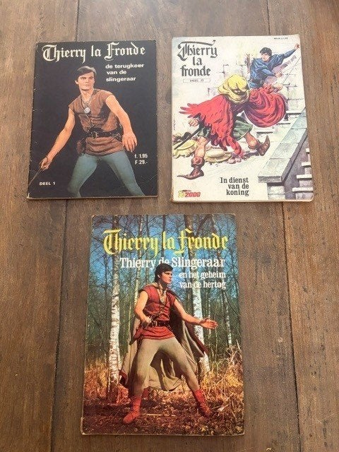 3 originele (strip)boeken van Thierry la Fronde (jaren 60), Meerdere stripboeken, Ophalen of Verzenden, Gelezen