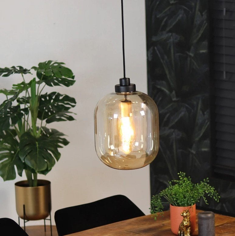 Hanglamp Pendant Lamp Noah 30cm 1L Amber, Modern, Industrieel, Nieuw, Glas, E27 (groot)