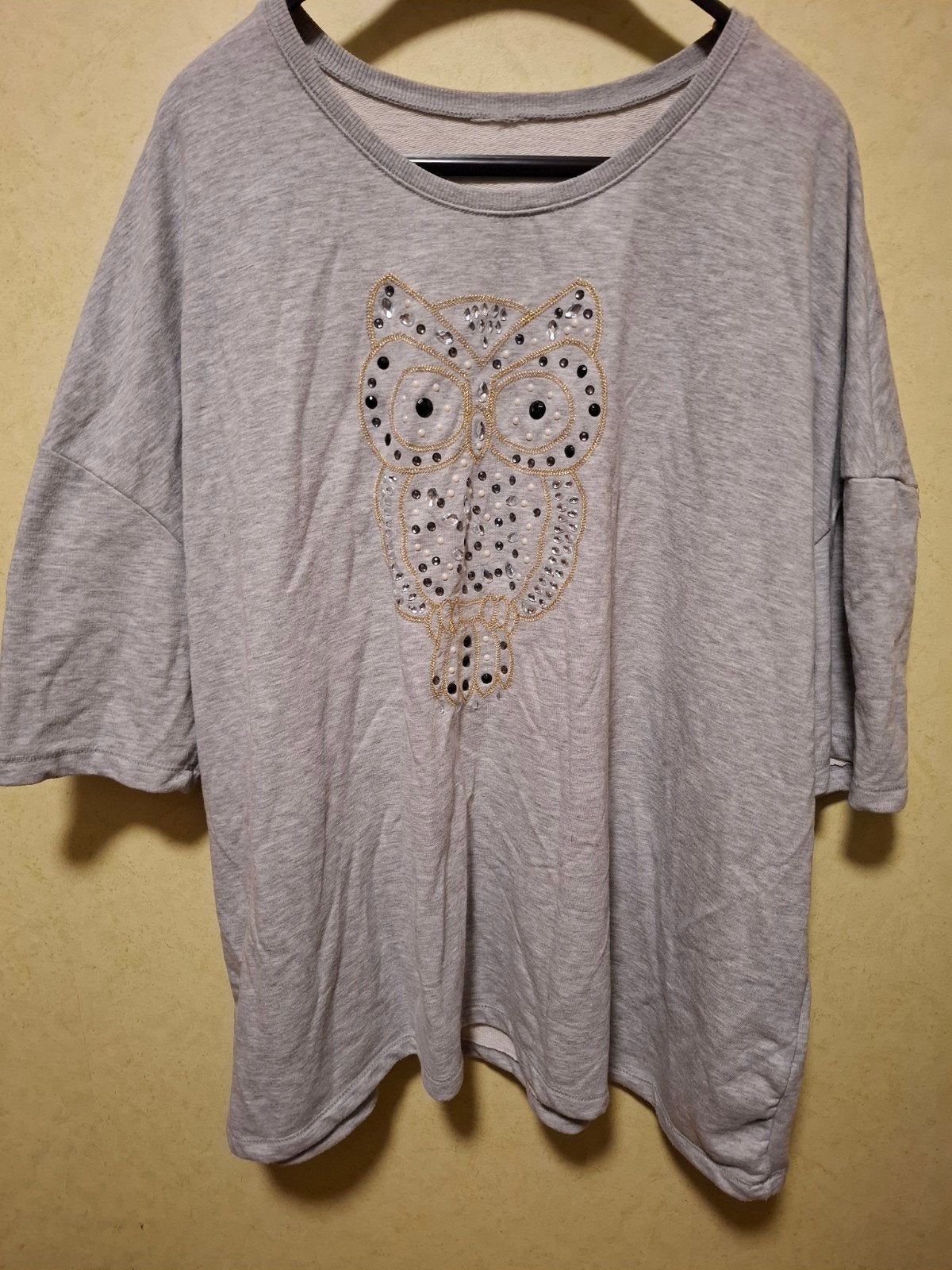 C&A Shirt Maat 56 met Uil van strassteentjes, Kleding | Dames, Grijs, Shirt of Top, Ophalen of Verzenden, Gedragen