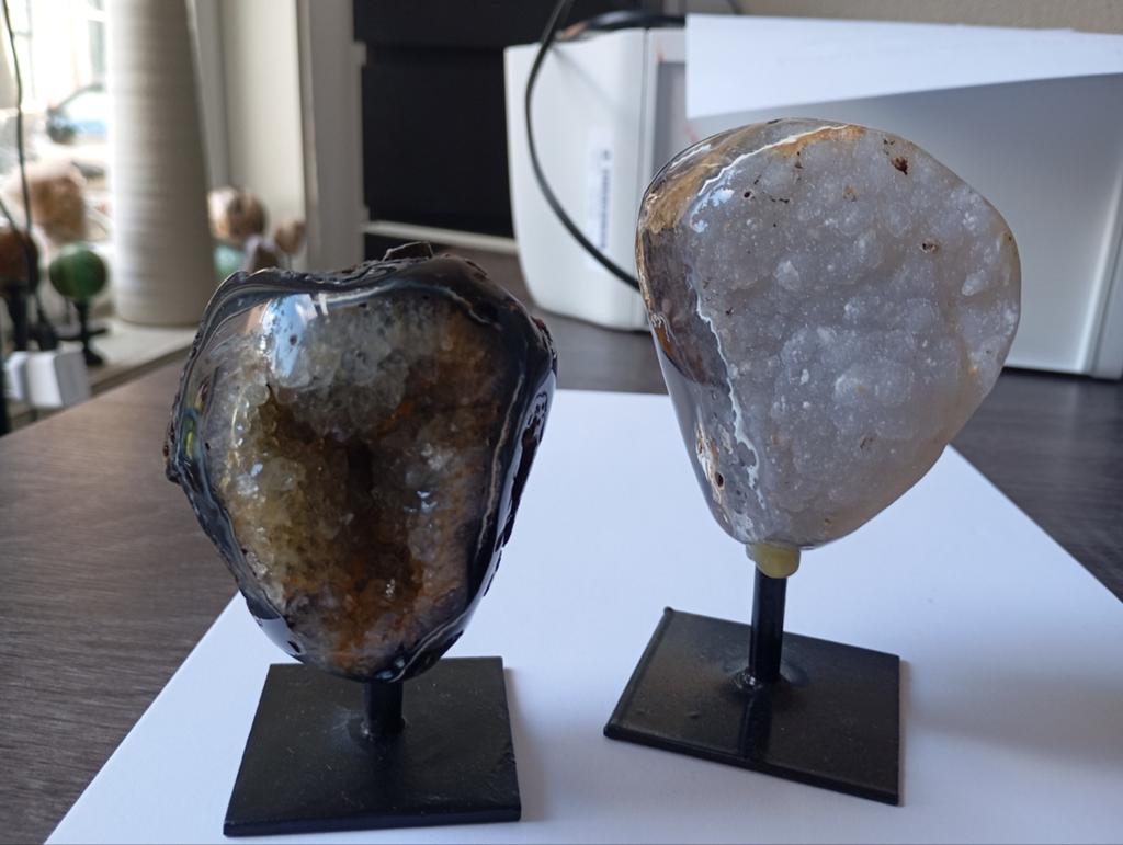 Set van 2 Rotsagaat Geodes - Natuurlijke Kristallen, Ophalen of Verzenden