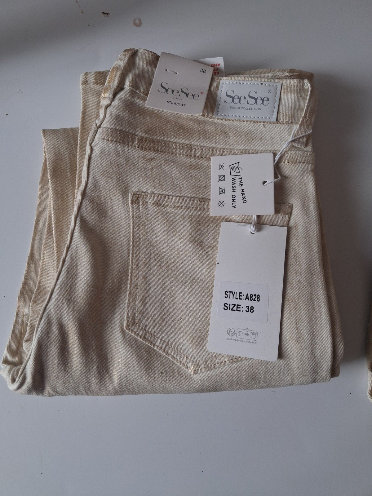 Nieuwe See See Straight Jeans - Maat 38, Beige, Nieuw, See See, Ophalen