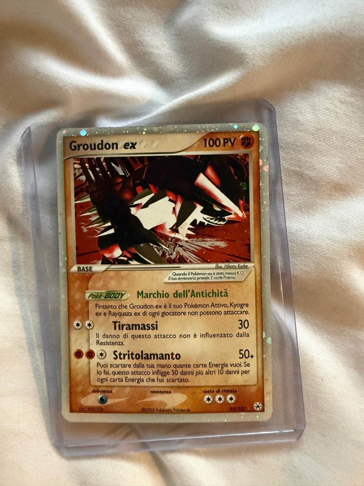 Groudon ex Pokémon kaart - Italiaans, Ophalen of Verzenden, Zo goed als nieuw, Losse kaart